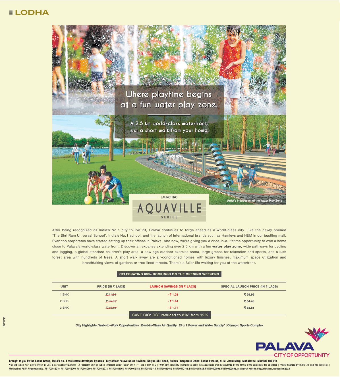 Take a short walk from your home in world-class waterfront at Lodha Palava Aquaville in Mumbai Update